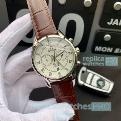 Replica Omega De Ville Automatic White Dial Silver Bezel Watch